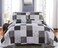 Jessy Home Morden Lightweight Queen Bedspread Floral Plaid Reversible Quilt Set Grey Black White Paisley Floral Pattern