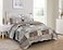 Brilliant Sunshine Paris and Toile Floral Quilt Queen Size Latte Grey Bedding Set with Shams Patchwork Design Reversible Bedspread Soft Lightweight Coverlet for All Seasons 90x90