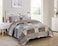 Brilliant Sunshine Paris and Toile Floral Quilt Queen Size Latte Grey Bedding Set with Shams Patchwork Design Reversible Bedspread Soft Lightweight Coverlet for All Seasons 90x90