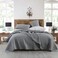 HORIMOTE HOME Quilt Set Queen Size StoneWashed Chic Rustic Grey Coverlet with Classic Triangle Stitched Pattern Ultra Soft Lightweight Quilted Bedspread for All Season 3 Pieces