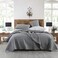 HORIMOTE HOME Quilt Set Queen Size StoneWashed Chic Rustic Grey Coverlet with Classic Triangle Stitched Pattern Ultra Soft Lightweight Quilted Bedspread for All Season 3 Pieces