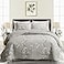 UOZZI BEDDING 3 Piece Reversible Quilt Set Gray Branch with White Orange Floral King Size 102x88 Soft Microfiber Lightweight Coverlet Bedspread Summer Comforter Set Bed Cover for All Season 1 Quilt 2