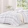 Andency White King Size Quilt Set 3 Pieces Boho Lightweight Soft Striped Bedspread for All Season 106x96 Printed Bohemian Polyester Reversible Coverlet Comforter Sets