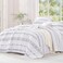 Andency White King Size Quilt Set 3 Pieces Boho Lightweight Soft Striped Bedspread for All Season 106x96 Printed Bohemian Polyester Reversible Coverlet Comforter Sets