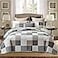 PANGUSHAN 100 Cotton Quilt Set King SizePatchwork Plaid Bedding BedspreadsFarmhouse Lightweight Comforter Reversible QuiltWhiteGrayGreyTanBlackCream Bed Spread King3 Pieces