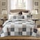 PANGUSHAN 100 Cotton Quilt Set King SizePatchwork Plaid Bedding BedspreadsFarmhouse Lightweight Comforter Reversible QuiltWhiteGrayGreyTanBlackCream Bed Spread King3 Pieces