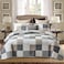 PANGUSHAN 100 Cotton Quilt Set King SizePatchwork Plaid Bedding BedspreadsFarmhouse Lightweight Comforter Reversible QuiltWhiteGrayGreyTanBlackCream Bed Spread King3 Pieces