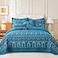 VAPUTAR Cotton Quilt Bedding Set 3 Pieces Boho King Size Quilts Lightweight Reversible Coverlets Bedspreads for Farmhouse Bedroom Blue
