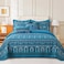 VAPUTAR Cotton Quilt Bedding Set 3 Pieces Boho King Size Quilts Lightweight Reversible Coverlets Bedspreads for Farmhouse Bedroom Blue