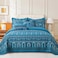 VAPUTAR Cotton Quilt Bedding Set 3 Pieces Boho King Size Quilts Lightweight Reversible Coverlets Bedspreads for Farmhouse Bedroom Blue