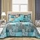 VAPUTAR King Size Quilt Bedding Set Soft Cotton King Size Bedspreads 98 106 in Lightweight Patchwork Floral Quilts for Farmhouse Bedroom TealGreen Chic 3 Pieces