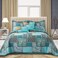 VAPUTAR King Size Quilt Bedding Set Soft Cotton King Size Bedspreads 98 106 in Lightweight Patchwork Floral Quilts for Farmhouse Bedroom TealGreen Chic 3 Pieces