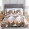 Dinjoy Floral Plaid Patchwork Quilt Set King Size Reversible Brown Bedding Set Soft Microfiber Lightweight Bedspread Coverlet 3 Piece Spring Summer Fall Autumn Use 104x90 inches