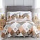 Dinjoy Floral Plaid Patchwork Quilt Set King Size Reversible Brown Bedding Set Soft Microfiber Lightweight Bedspread Coverlet 3 Piece Spring Summer Fall Autumn Use 104x90 inches