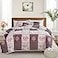 Flysheep Patchwork Quilt Set King Size 3 Pieces Brown Floral Plaid Summer Bedspread Coverlet Set Soft Microfiber Reversible Lightweight Bed Cover for All Season 102 x 90 1 Quilt 2 Pillow Shams