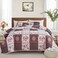 Flysheep Patchwork Quilt Set King Size 3 Pieces Brown Floral Plaid Summer Bedspread Coverlet Set Soft Microfiber Reversible Lightweight Bed Cover for All Season 102 x 90 1 Quilt 2 Pillow Shams