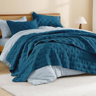 Litanika California King Quilt Set Teal Oversized Lightweight Summer Comforter Bedspreads Coverlets Turquoise Bedding Cover Bed Decor All Season 3 Pieces 1 Quilt 2 Pillowcases