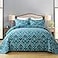 Travan 3Piece Cotton Quilt Set Quilted Bedding Set for All Season Cyan Blue Flower King Size