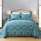Travan 3Piece Cotton Quilt Set Quilted Bedding Set for All Season Cyan Blue Flower King Size