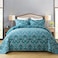 Travan 3Piece Cotton Quilt Set Quilted Bedding Set for All Season Cyan Blue Flower King Size