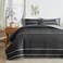 Flysheep Dark Grey Boho Quilt Set King Size 3 Pcs White Striped on Gray Reversible Bedspread Brushed Microfiber Coverlet for All Season 1 Quilt 2 Pillow Shams