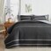 Flysheep Dark Grey Boho Quilt Set Full Queen Size 3 Pcs White Striped on Gray Reversible Bedspread Brushed Microfiber Coverlet for All Season 1 Quilt 2 Pillow Shams