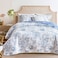 Flysheep Reversible Quilt Set King Size 3 Pieces White and Blue Botanical Floral Printed Lightweight Summer Bedding Set Soft Microfiber BedspreadCoverlet for All Season 104x90