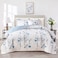 Flysheep Botanical Quilt Set 3 Pieces King Size Blue Flower Branch on White Reversible Bedspread Coverlet Set Soft Microfiber Lightweight Bed Cover for All Season 102 x 90 1 Quilt 2 Pillow Shams