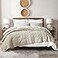 HORIMOTE HOME 100 Cotton Quilt Queen Size Beige Bedspread PreWashed 3Piece Cozy Lightweight Stitching Decorative Bedding Cover Coverlet Set with 2 Shams in Geometric Pattern for All Season