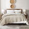 HORIMOTE HOME 100 Cotton Quilt Queen Size Beige Bedspread PreWashed 3Piece Cozy Lightweight Stitching Decorative Bedding Cover Coverlet Set with 2 Shams in Geometric Pattern for All Season
