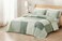 Chezmoi Collection Elm 3Piece Chic Patchwork Quilt Set Green Floral Striped Coverlet PreWashed Cotton Lightweight Reversible Bedspread King Size