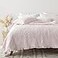 HORIMOTE HOME Pink Ruffled Quilt Queen Size StoneWashed Microfiber Lightweight Crinkled Farmhouse Rustic Shabby Chic Bedding Set 3 Pieces Reversible Bedspread with Pillow Shams for All Season
