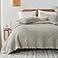 HORIMOTE HOME Beige Ruffled Quilt Queen Size StoneWashed Microfiber Lightweight Crinkled Farmhouse Rustic Shabby Chic Bedding Set 3 Pieces Reversible Bedspread with Pillow Shams for All Season