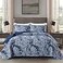 DJY Navy Paisley Quilt Set Queen Boho Bedspread Coverlet Set 3 Pieces Soft Lightweight Microfiber Navy Blue Paisley Floral Pattern Bedding for All Season 96x90