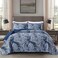 DJY Navy Paisley Quilt Set Queen Boho Bedspread Coverlet Set 3 Pieces Soft Lightweight Microfiber Navy Blue Paisley Floral Pattern Bedding for All Season 96x90