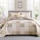 Mybedsoul Beige Boho Quilt Set Queen Size 3 Pieces Plaid Floral Bedspread Set Patchwork Reversible Bedding Set Microfiber Bedding Bedspread Coverlet Set for All Season 90x96