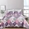 Dinjoy Purple Quilt Set Full Size Reversible Floral Plaid Patchwork Pattern Bedding Set Soft Microfiber Lightweight Bedspread 3 Piece Spring Summer Fall Use 78x90 inches