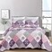 Dinjoy Purple Quilt Set Full Size Reversible Floral Plaid Patchwork Pattern Bedding Set Soft Microfiber Lightweight Bedspread 3 Piece Spring Summer Fall Use 78x90 inches