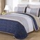 Cottolester Boho Quilt Set Queen Size 3 PiecesKhaki and Navy Blue Striped Bedspread Coverlet SetBohemian Bedding Set Soft Microfiber Bedding Set for All Season 96x90