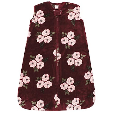 Hudson Baby Unisex Baby Plush Sleeping Bag Sack Blanket Burgundy Floral Sleeveless 1218 Months