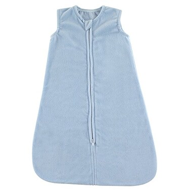 Hudson Baby Unisex Baby Plush Sleeping Bag Sack Blanket Solid Light Blue Fleece 06 Months