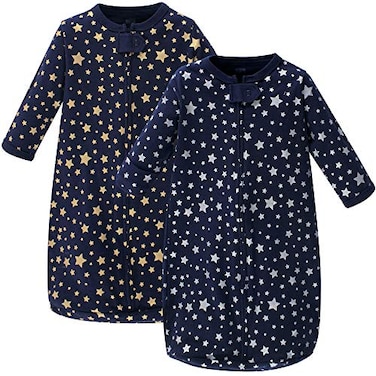 Hudson Baby Unisex Baby Cotton LongSleeve Wearable Sleeping Bag Sack Blanket Metallic Stars 03 Months