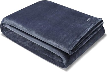 Nautica Twin Blanket Soft Plush Fleece Bedding Ideal for Bed or Couch Dorm Essentials OekoTex Certified Solid Navy