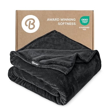 Bare Home Fleece Blanket FullQueen UltraSoft Lightweight for Bed Sofa and Couch Luxury Microplush Cozy Warm Blanket FullQueen Black