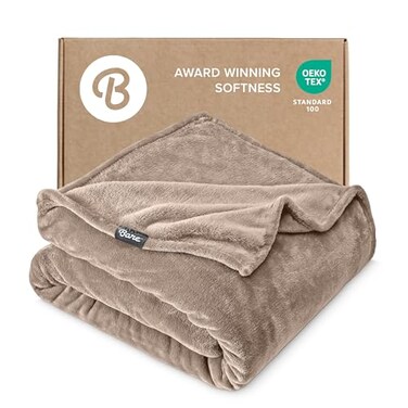 Bare Home Fleece Blanket King Size UltraSoft Lightweight for Bed Sofa and Couch Luxury Microplush Cozy Warm Blanket King Taupe