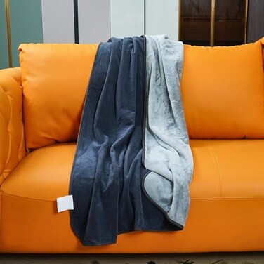 Ahinahwap Waterproof Blanket for Bed Couch Sofa Reversible Reusable Cat Dog Blanket Waterproof Washable Small Water Resistant Blankets Leakproof 40x60 Dark GreySilver Grey