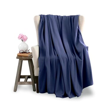 Vellux King Size Microfleece Blanket AllSeason Comfort Supersoft Lightweight Throw for Bed Couch Sofa or Travel PetFriendly Navy