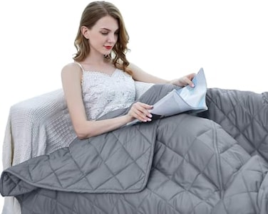 ZZZhen Weighted Blanket High Breathability 4872 15LB Premium Heavy Blankets Calm Sleeping for Adult and Kids Durable Quilts Grey 4872 15LB