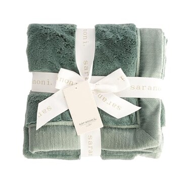 Saranoni SARANONI Oversized Luxury Blanket Breathable Super Soft Lush Plush Comfy Blankets for Adults Eucalyptus XLarge 60 x 80