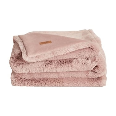 UnHide Marshmallow Faux Fur Blanket Heavy Weight Extra Soft Blanket Made from Recycled Materials Machine Washable Medium 60 x 80 Rosy Baby